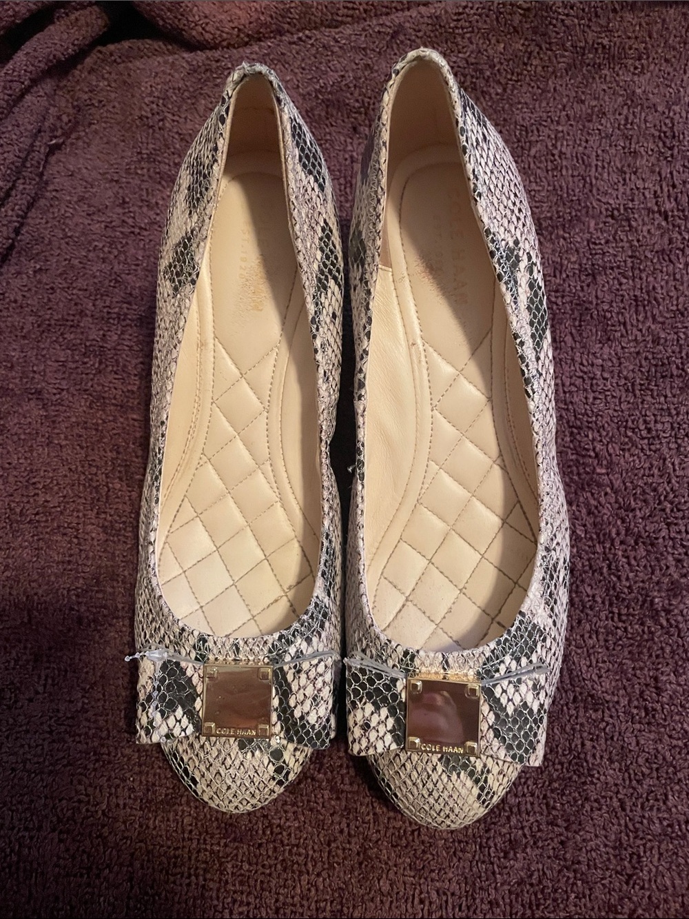 Cole Haan Tali Grand Bow Wedge Roccia Snake Print 7